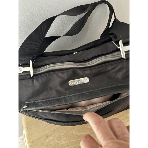 Baggallini Tote Bag Womens Black Nylon Zipper Shoulder Work Travel Shopper Large - Picture 7 of 14